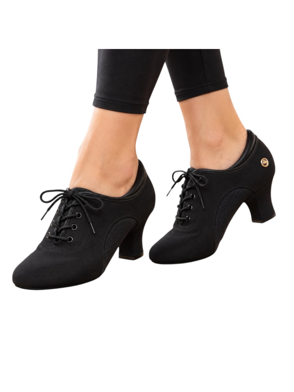 Topratting Black Lace-Up Ballroom Dance Shoes Size 9.5 with Bag